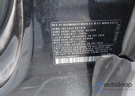 2022 Volkswagen Taos 1.5T S from USA, damaged, VIN 3VVCX7B24NM006597